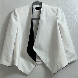 Alice + Olivia Elegant White Blazer with Black Accents